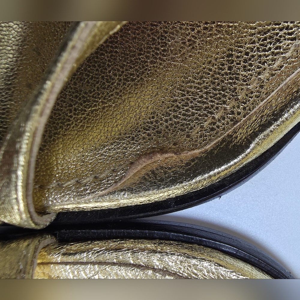 Tamara Mellon Nappa Metallic Gold Strappy Wedge Heels Size 40.5 - Picture 16 of 16